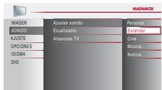 MAGNAVOX 19MD359B - Ajustes sonido - 2