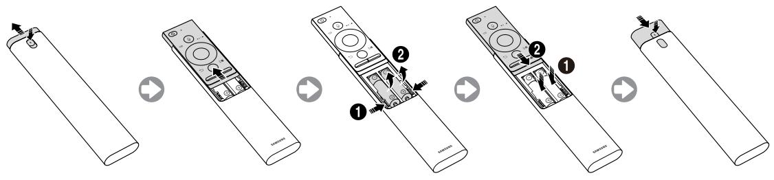 SAMSUNG QE88Q9F - Installing batteries into the Samsung Smart Remote - 1