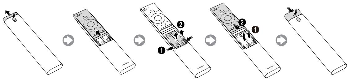 SAMSUNG QE65Q9F - Insertion des piles dans le Samsung Smart Remote - 1