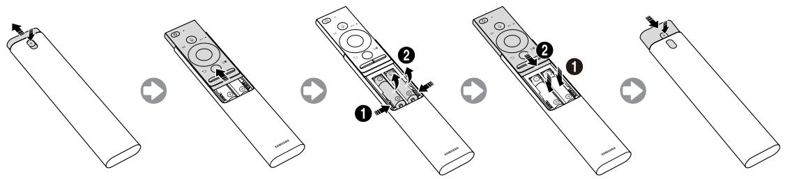 SAMSUNG QE65Q9F - Batterijen in de Samsung Smart-afstandsbediening plaatsen - 1