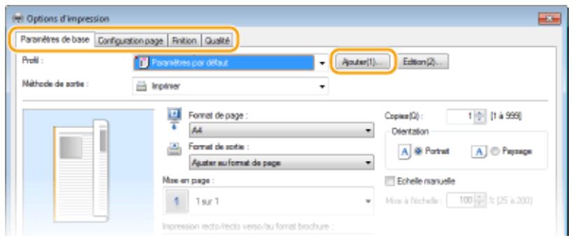 CANON I-SENSYS MF231 - Modifie les paramètres à enregistrer dans un profil, puis cliquez sur [ajouter]. - 1