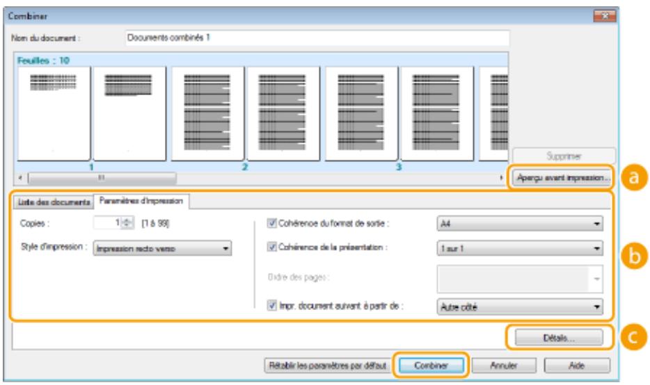 CANON I-SENSYS MF231 - Modifiez les réglages si nécessaire et cliquez sur [combiner] - 1