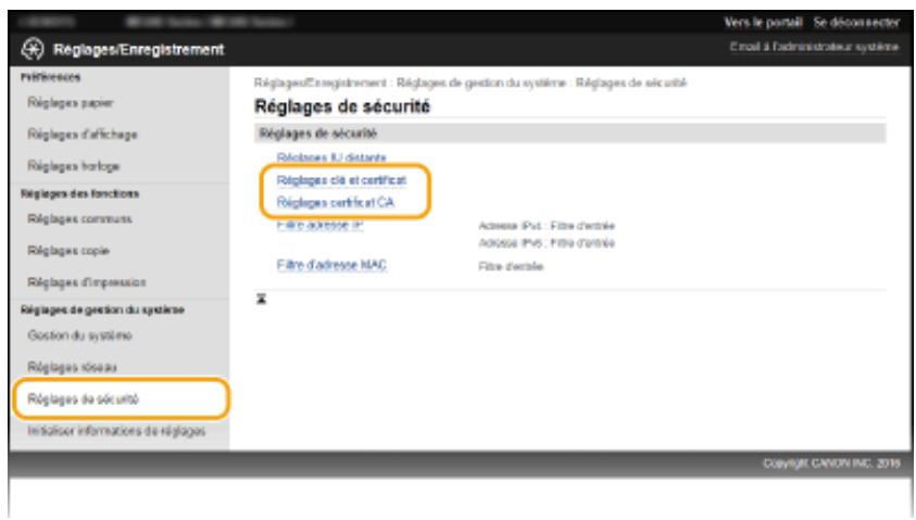 CANON I-SENSYS MF232W - Utilisation de paires de clés et de certificats numériques émis par une autorité de certification - 3