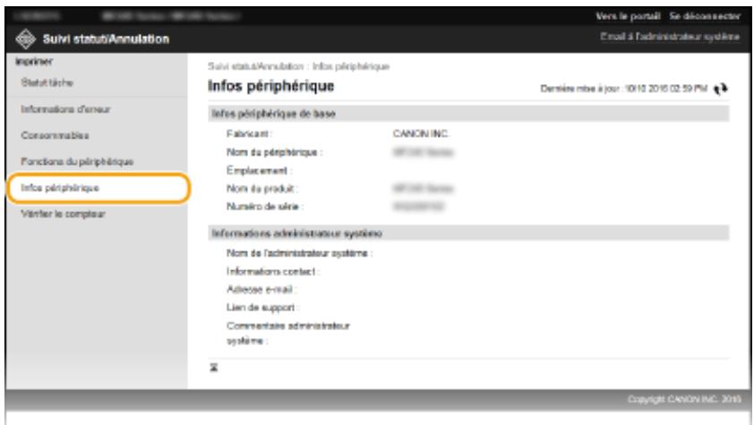CANON I-SENSYS MF237W - Vérification des informations sur l'administrateur système - 2