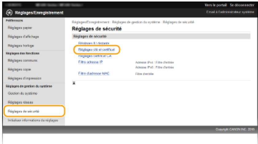 CANON I-SENSYS MF237W - Générer une clé et une demande de signature de certificat (CSR) - 2