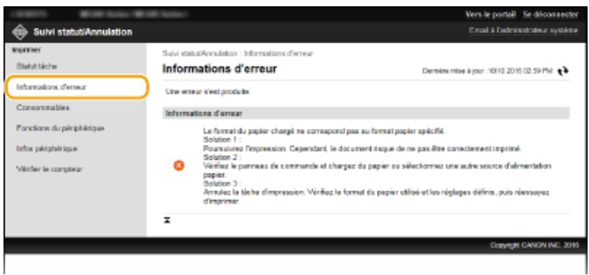 CANON I-SENSYS MF237W - Vérification des informations sur les erreurs - 2