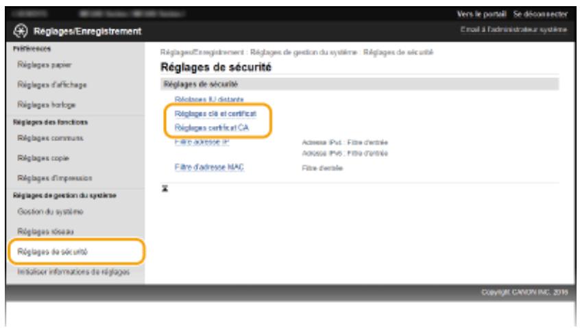 CANON I-SENSYS MF237W - Utilisation de paires de clés et de certificats numériques émis par une autorité de certification - 3