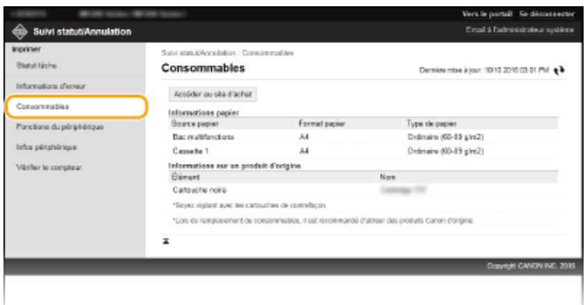 CANON I-SENSYS MF237W - Vérification des consommables - 2