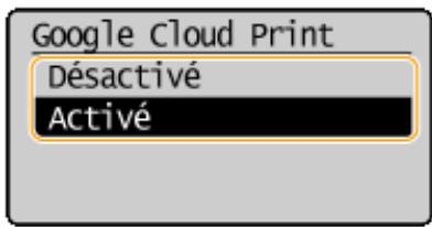 CANON I-SENSYS MF237W - Modification des paramètres de google cloud print - 1
