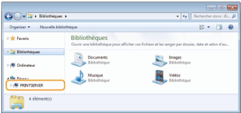 CANON I-SENSYS MF237W - Sélectionnez [réseau] ou [favoris réseau] sur le serveur d'imprimante. - 1
