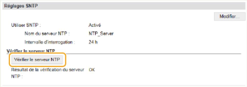 CANON I-SENSYS MF244DW - Test des communications avec le serveur ntp/sntp - 1