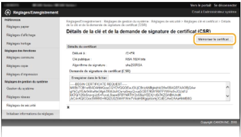 CANON I-SENSYS MF244DW - Enregistrement du certificat numérique émis par une autorité de certification - 2