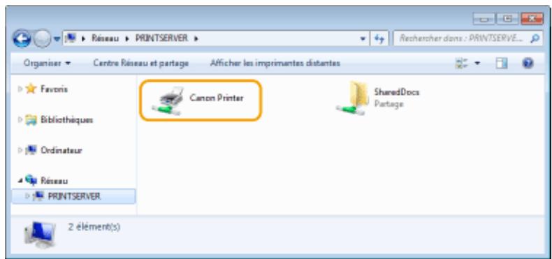 CANON I-SENSYS MF244DW - Sélectionnez [réseau] ou [favoris réseau] sur le serveur d'imprimante. - 2
