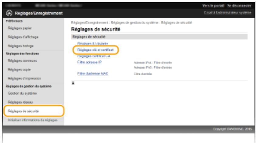 CANON I-SENSYS MF249DW - Générer une clé de communication réseau - 2