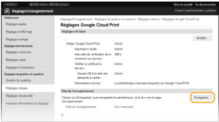 CANON I-SENSYS MF249DW - Enregistrement de l'appareil auprès de google cloud print - 3