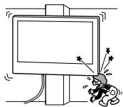 SONY KD43XE8096BAEP - Neuzstadiet sienas kronšteinu vietas, kur televizora sturi vai sani pec tam atradisies nost no uzstadiñas virsmas. - 1