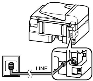 EPSON WF2530WF - Collegare un cavo Telefonico alla presa Telefonica a muro alla porta LINE. - 1