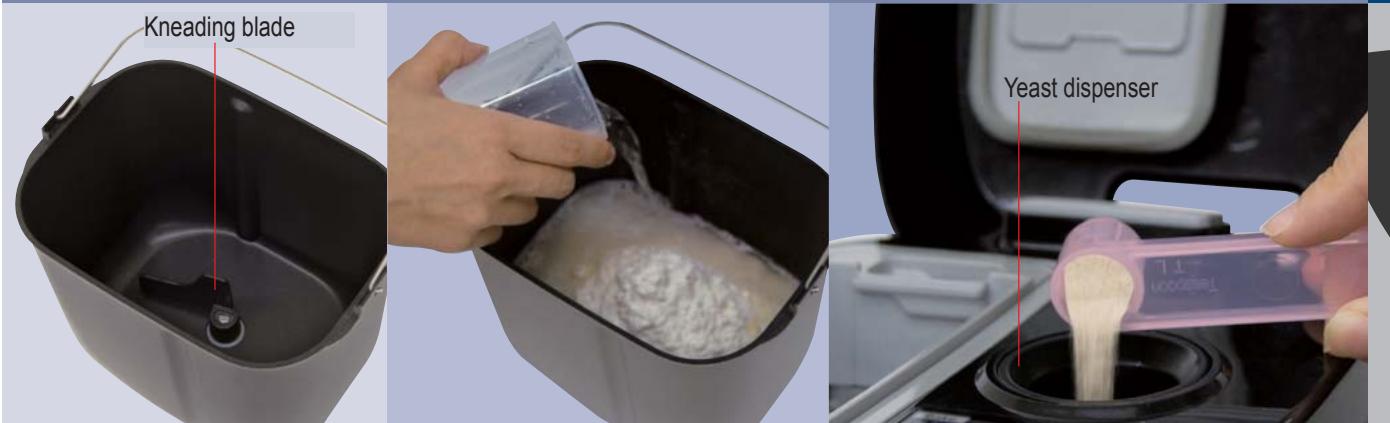 PANASONIC SD-ZB2512KXE - Place the ingredients in the bread pan - 1