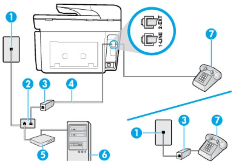 HP OFFICEJET PRO 8725 - Ligne voix/télécopie partagée avec un modem d'ordinateur dsl/adsl - 1