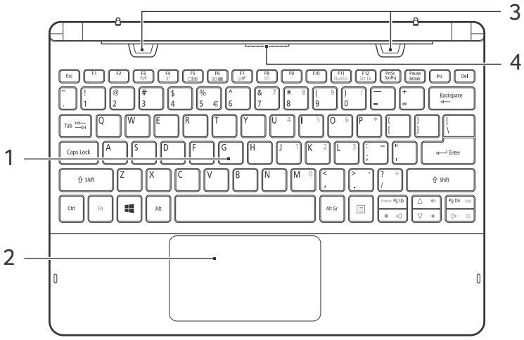 ACER ASPIRE SWITCH 10 SW5-012-14BM - Vue frontale du clavier - 1