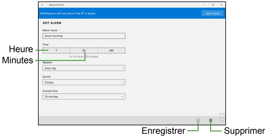 ACER SPIN 5 SP513-51-5954 - Comment puis-je configurer l'alarme ? - 1