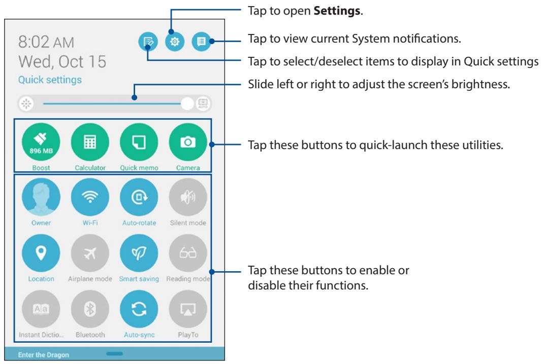 ASUS MeMO Pad 7 - Quick settings - 1