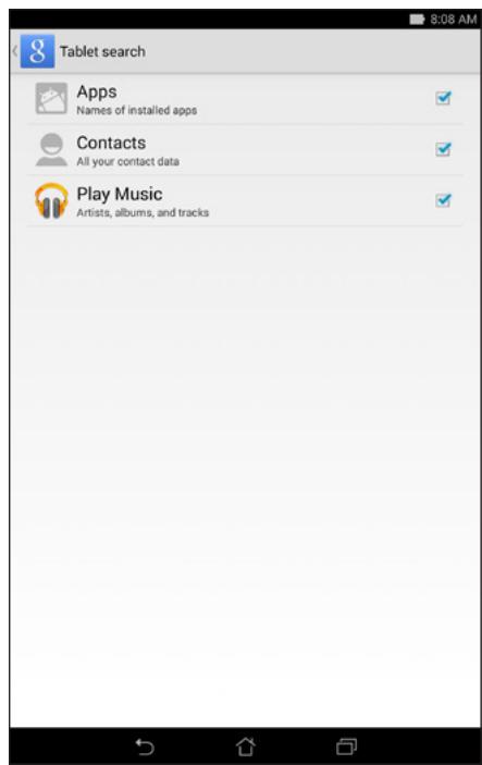 ASUS MeMO Pad 7 - Tick the box of the search groups you would like to include as source when using Voice Search. - 1