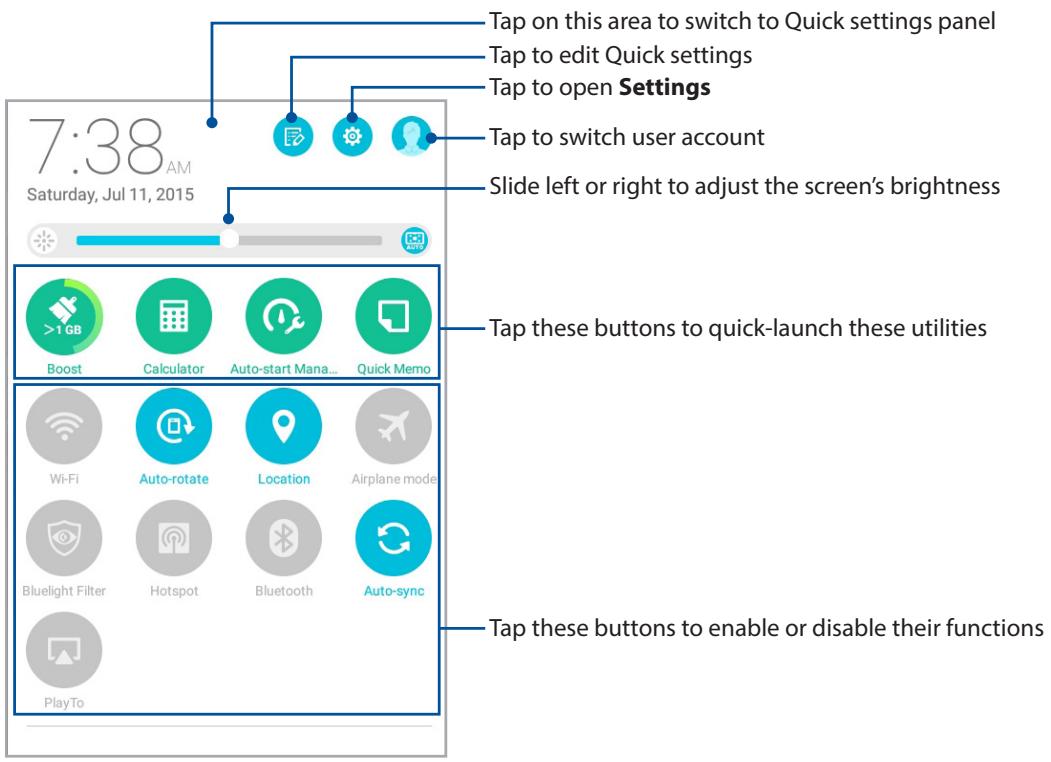 ASUS ZENPAD 10 Z300C-1B045A - Quick settings - 1