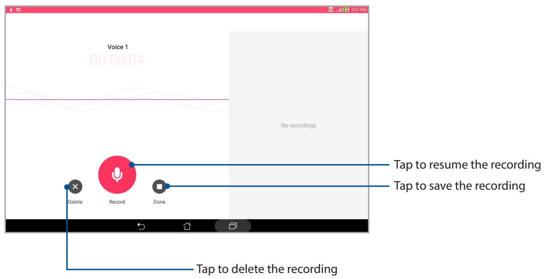 ASUS ZENPAD 10 Z300C-1B045A - Pausing a recording - 1