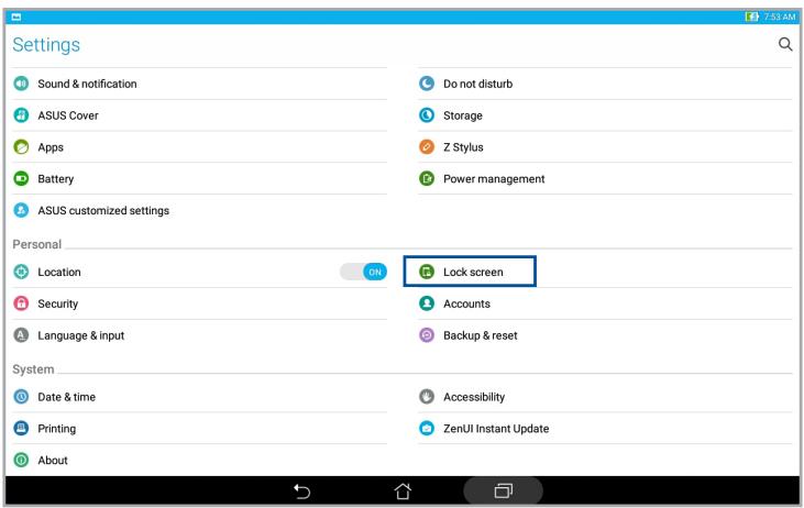 ASUS ZENPAD 10 Z300C-1B045A - Customizing your lock screen - 2