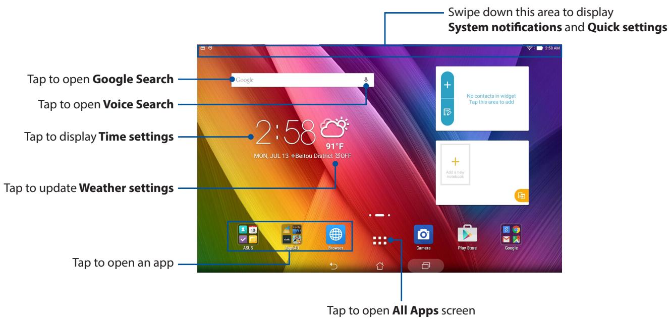 ASUS ZENPAD 10 Z300C-1B045A - Home screen - 1