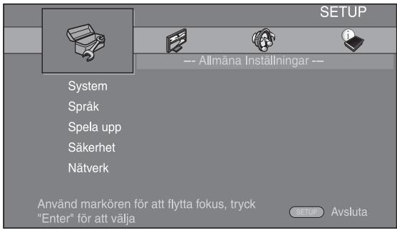 YAMAHA BD-A1020 - Tafram SETUP-menyskarmen. - 1