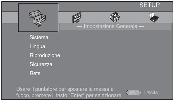 YAMAHA BD-A1020 - Visualizzare la schermata del menu SETUP. - 1