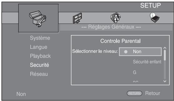 YAMAHA BD-A1020 - Sélectionnez le réglage voulu. - 1