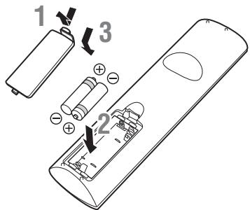 YAMAHA BD-S473 - De batterijen in de afstandsbediening plaatsen - 1