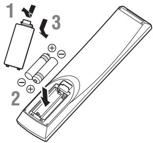 YAMAHA BD-S673 - Batterien in die Fernbedienung einlagen - 1