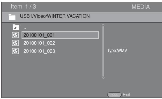 YAMAHA BD-S673 - Select the file you want to play back, then press ENTER. - 1