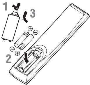 YAMAHA BD-S677 - De batterijen in de afstandsbediening plaatsen - 1