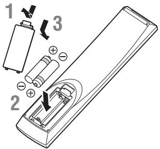 YAMAHA BD-S677 - Loading the batteries in the remote control - 1