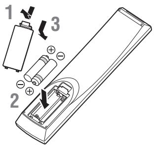 YAMAHA BD-S677 - Batterien in die Fernbedienung einlagen - 1