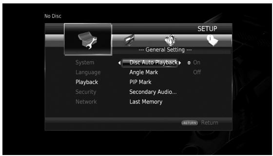 YAMAHA BD-S677 - Selecteer een menu-item. - 1