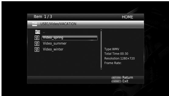 YAMAHA BD-S677 - Select the file you want to play back, then press ENTER. - 1