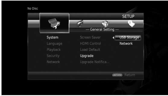 YAMAHA BD-S677 - Select the upgrade method and start upgrade from SETUP menu. - 1