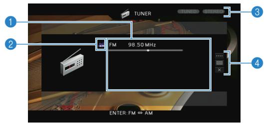 YAMAHA RX-V675 - Appuyez sur TUNER pour sélectionner « TUNER » comme source d'entrée. - 1