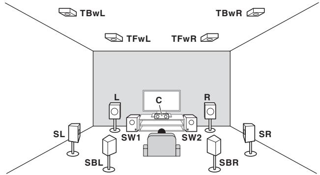 PIONEER VSX 830 - [D] connexion à son surround 7.2.4 (sortie préampli surround arrêté) - 1