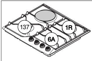 DE DIETRICH DTE1111B - Three-burner gas model + 1 electric plate with high-speed burner* - 1