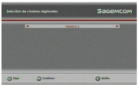 SAGEM DS87HD - Choix de la région france 3 - 3
