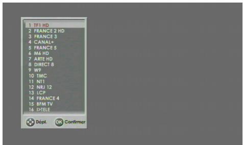 SAGEM DS87HD - Depuis la liste des chaînes - 1