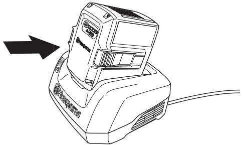 HUSQVARNA 536LIHE3 - Connect the battery to the battery charger. - 1
