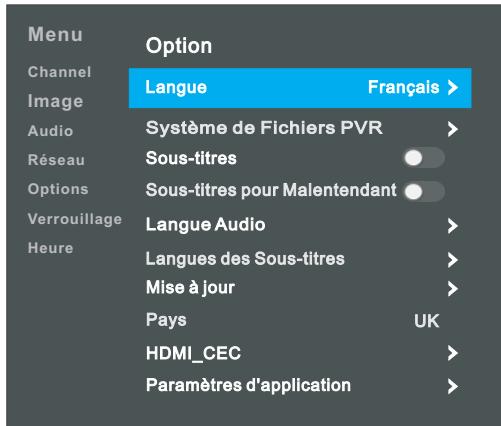 JVC LT-43HW95U - Configurer le menu options - 1